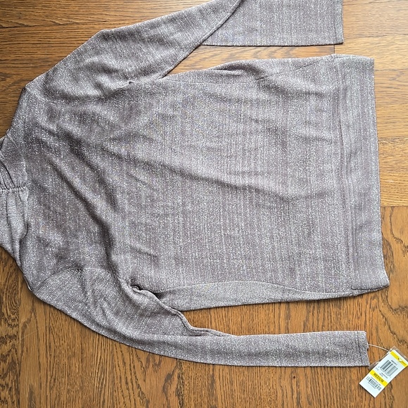 INC Sparkly Tank inside Open Sweater Taupe Silver threads, Medium NWT Bling - Picture 5 of 10